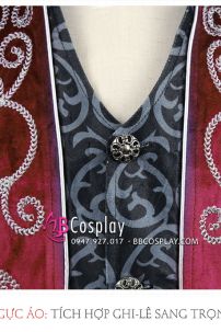 Áo Vest Ma Cà Rồng Đỏ Đen - Vải Nhung