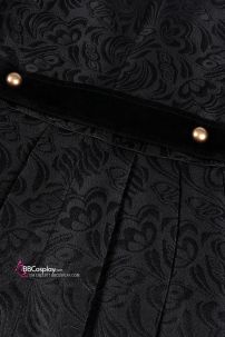 Áo Khoác Nam Tước Châu Ân Đen In Hoa Văn Chìm Cổ Nhung