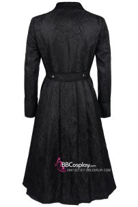 Áo Khoác Nam Tước Châu Ân Đen In Hoa Văn Chìm Cổ Nhung