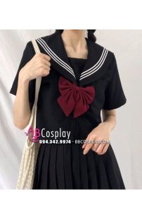 Trang Phục Seifuku Nữ Sinh Nhật Dễ Thương Áo Đen Váy Đen - Tay Ngắn