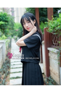 Đồ Seifuku Nữ Sinh Nhật Dễ Thương Áo Đen Váy Đen - Tay Ngắn