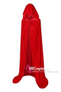 Áo Choàng Đỏ Nỉ Nhung Có Nón Dài