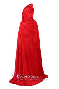 Áo Choàng Đỏ Nỉ Nhung Có Nón Dài