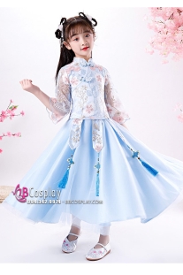 Hỉ Phục Bé Gái Xanh Pastel