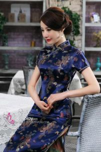 Sườn Xám Xanh Thượng Hải Dài