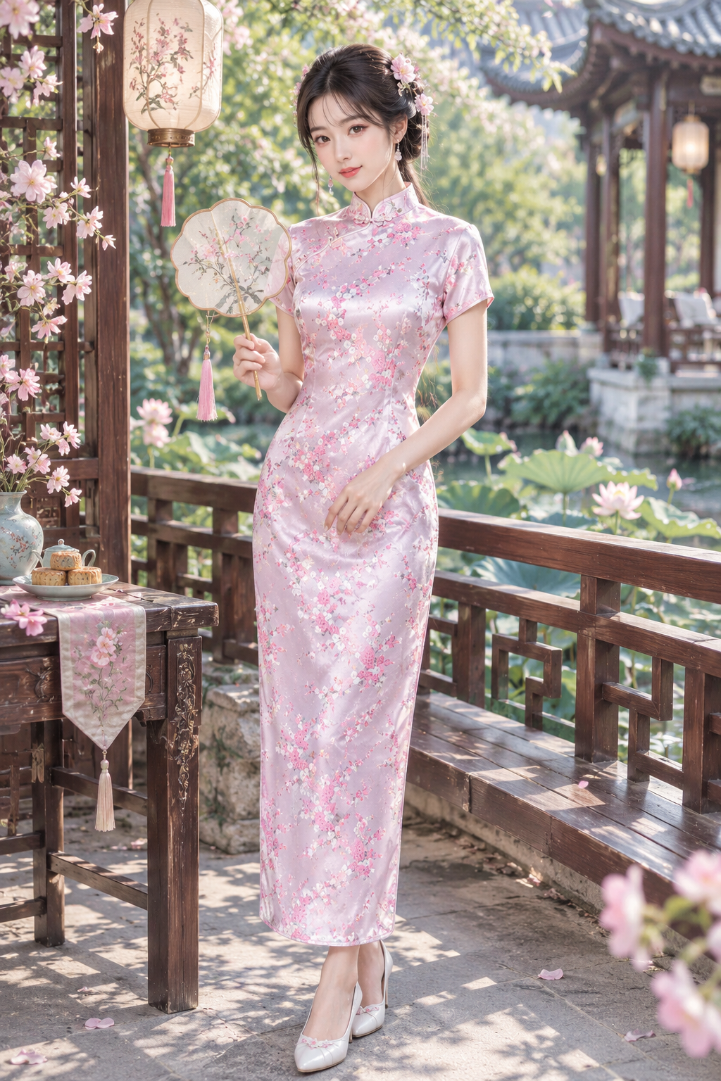 Áo Sẫm Quảng Châu Hồng Phấn Dài