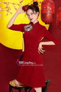 Sườn Xám Cách Tân Hồng Minh Châu 2023