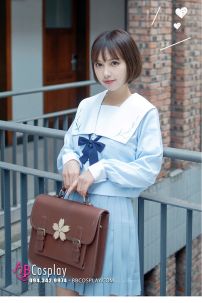 Bộ Nữ Sinh Xanh Sữa Tay Dài