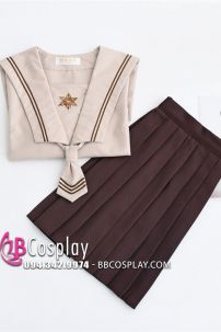 Đồng Phục Nữ Sinh Nhật Seifuku Cafe Sữa Dài Tay