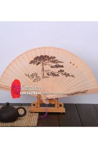 Quạt Gỗ Khắc Hình Cây Tùng