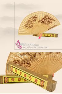 Quạt Gỗ Khắc Hình Cây Tùng