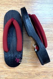 Guốc Gỗ Nhật Đế Đen Quai Đỏ Đế Thấp