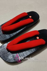 Guốc Gỗ Nhật Đế Đen Quai Đỏ Đế Thấp