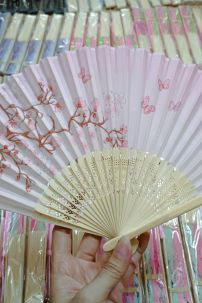 Uchiwa Quạt Vải Nhật Bản Hồng Hoa Đào