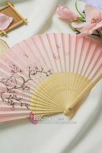 Uchiwa Quạt Vải Nhật Bản Hồng Hoa Đào