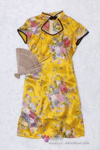 Sườn Xám Bách Hoa Vàng Phi Size S