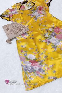 Sườn Xám Bách Hoa Vàng Phi Size S