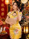 Sườn Xám Bách Hoa Vàng Phi Size M