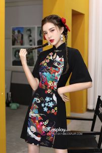 Sườn Xám Cách Tân Thiên Hoa Ngũ Sắc