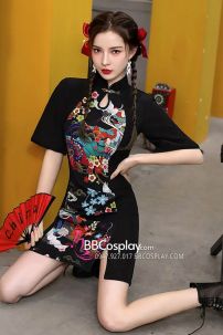 Sườn Xám Cách Tân Thiên Hoa Ngũ Sắc