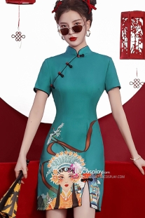 Sườn Xám Xanh Lục Trẻ Trung Cách Tân Mẫu Mới 2023