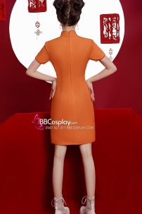 Sườn Xám Hiện Đại Cam Orange Cam