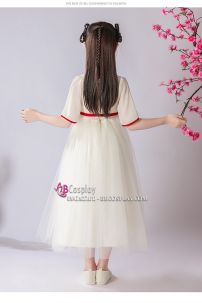 Đầm Trung Hoa Trắng Vàng Thêu Hoa Cho Bé - Ngân Tuyết