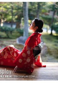 Yukata Chuẩn Nhật Đỏ (Kimono Mùa Hè Rực Rỡ)