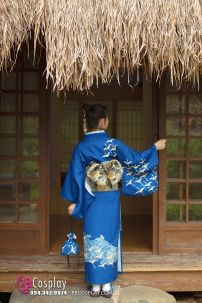 Yukata Chuẩn Nhật Xanh Đàn Hạc Bay