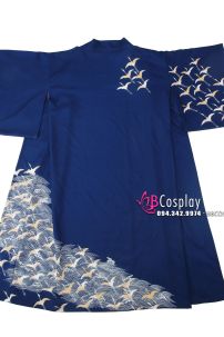 Yukata Chuẩn Nhật Xanh Đàn Hạc Bay