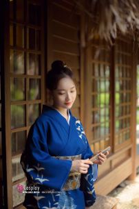 Yukata Chuẩn Nhật Xanh Đàn Hạc Bay