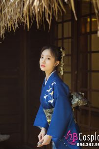 Yukata Chuẩn Nhật Xanh Đàn Hạc Bay