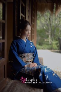 Yukata Chuẩn Nhật Xanh Đàn Hạc Bay