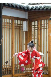 Yukata Đỏ Chuẩn Nhật Mùa Hè Rực Rỡ