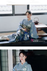Yukata Chuẩn Nhật Tone Xanh Nhẹ Nhàng