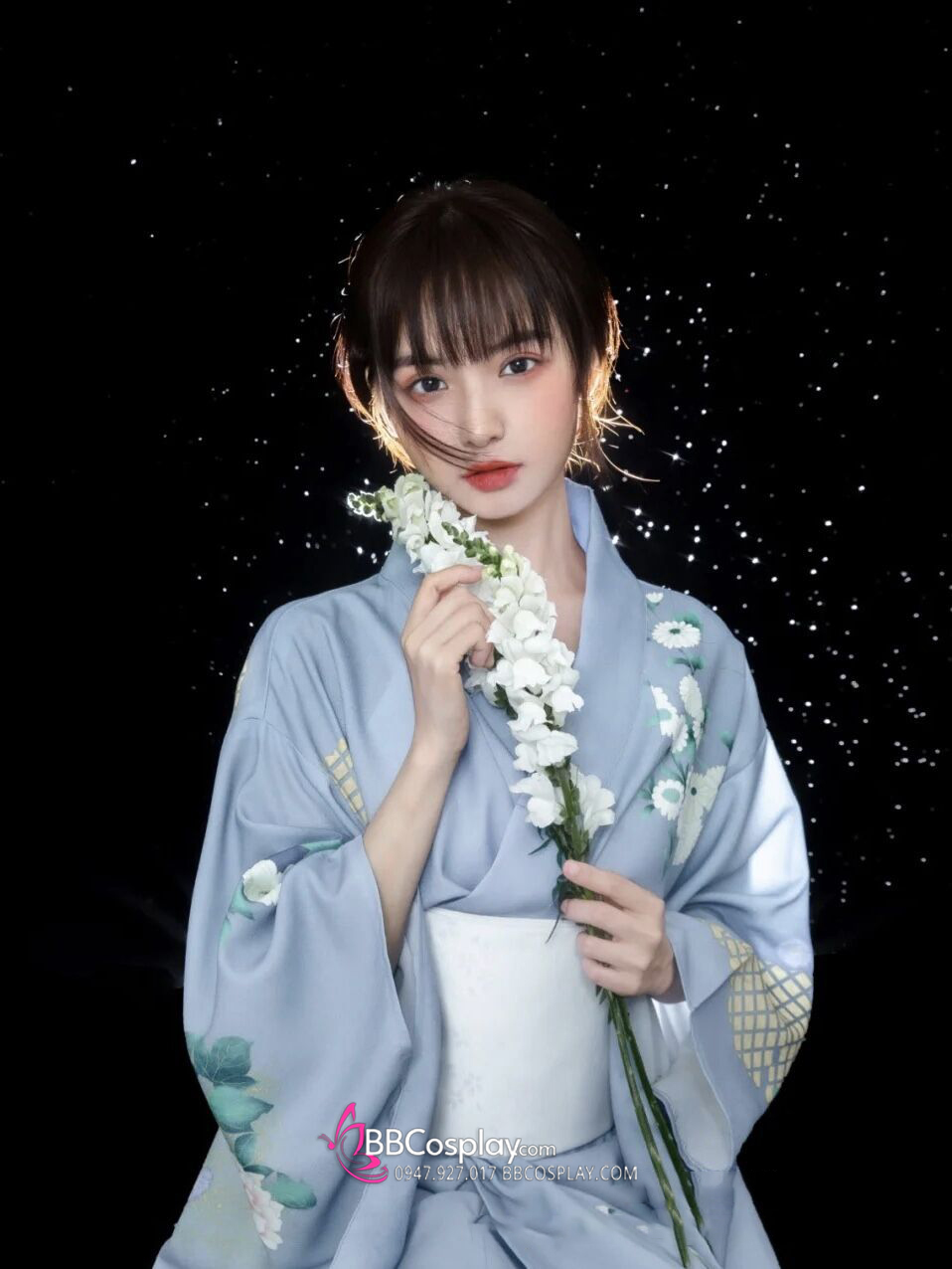 Yukata Chuẩn Nhật Tone Xanh Nhẹ Nhàng