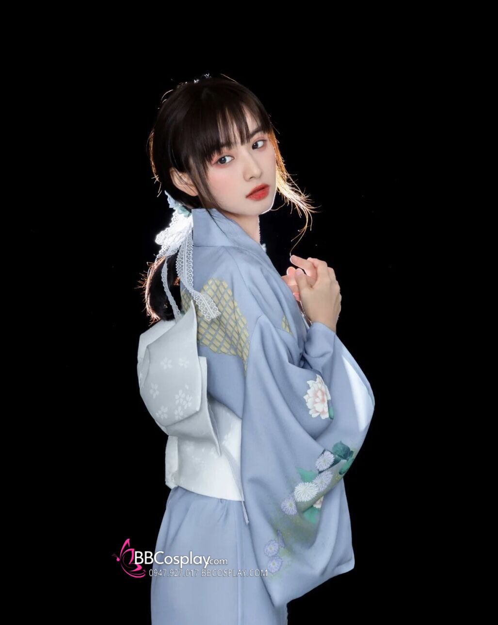 Yukata Chuẩn Nhật Tone Xanh Nhẹ Nhàng
