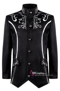 Vest Công Tước Đen Nhung Thêu Họa Tiết