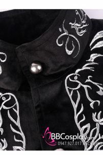 Vest Công Tước Đen Nhung Thêu Họa Tiết