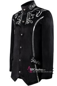 Vest Công Tước Đen Nhung Thêu Họa Tiết