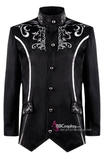 Vest Công Tước Đen Nhung Thêu Họa Tiết