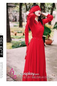 Bộ Noel Phố Vintage Khăn Đỏ