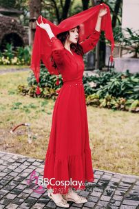 Bộ Noel Phố Vintage Khăn Đỏ