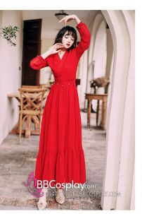 Bộ Noel Phố Vintage Khăn Đỏ