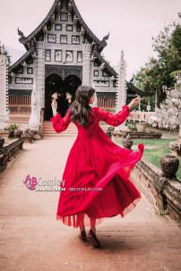 Đầm Nữ Maxi Lụa Tầng Có Khoác Phong Cách Thảo Nguyên