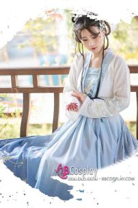 Hán Phục Bạch Hạc Lưu Vân Size S