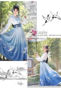 Hán Phục Bạch Hạc Lưu Vân Size S