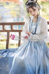 Hán Phục Bạch Hạc Lưu Vân Size S