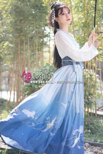 Hán Phục Bạch Hạc Lưu Vân Size S