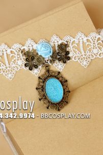 Vòng Cổ Lolita Ren Mặt Đá Xanh Sky Jasmine